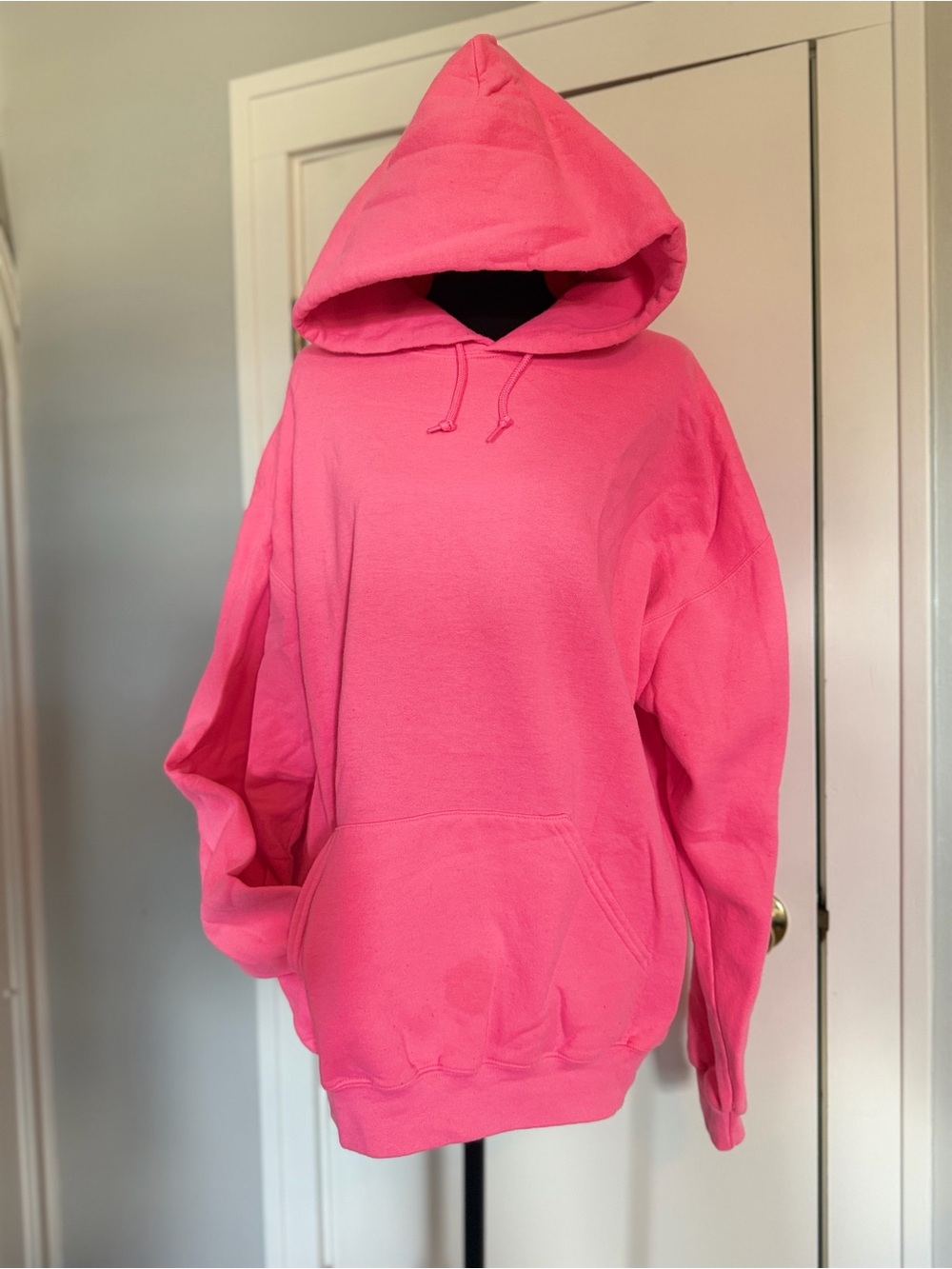 Neon Pink Women's Hoodie Sweater - Classic Pullover - Picture 3 of 5